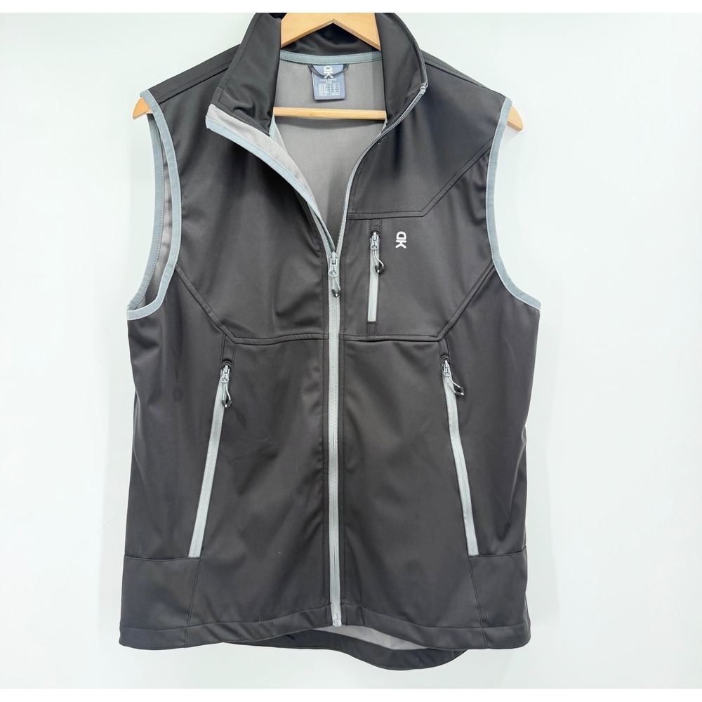 Little Donkey Andy Men's Softshell Vest Black Gray Full Zip Hiking Outdoor M